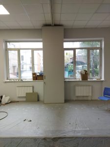 #раздвижныеперегородки в колледже РЖД город Москва. Длина 8876мм высота 3654мм звукоизоляция 41 дБ. Материал отделки ЛДСП egger серый