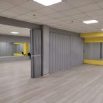 Раздвижная и трансформируемая перегородка для танцевального зала фитнес центра.